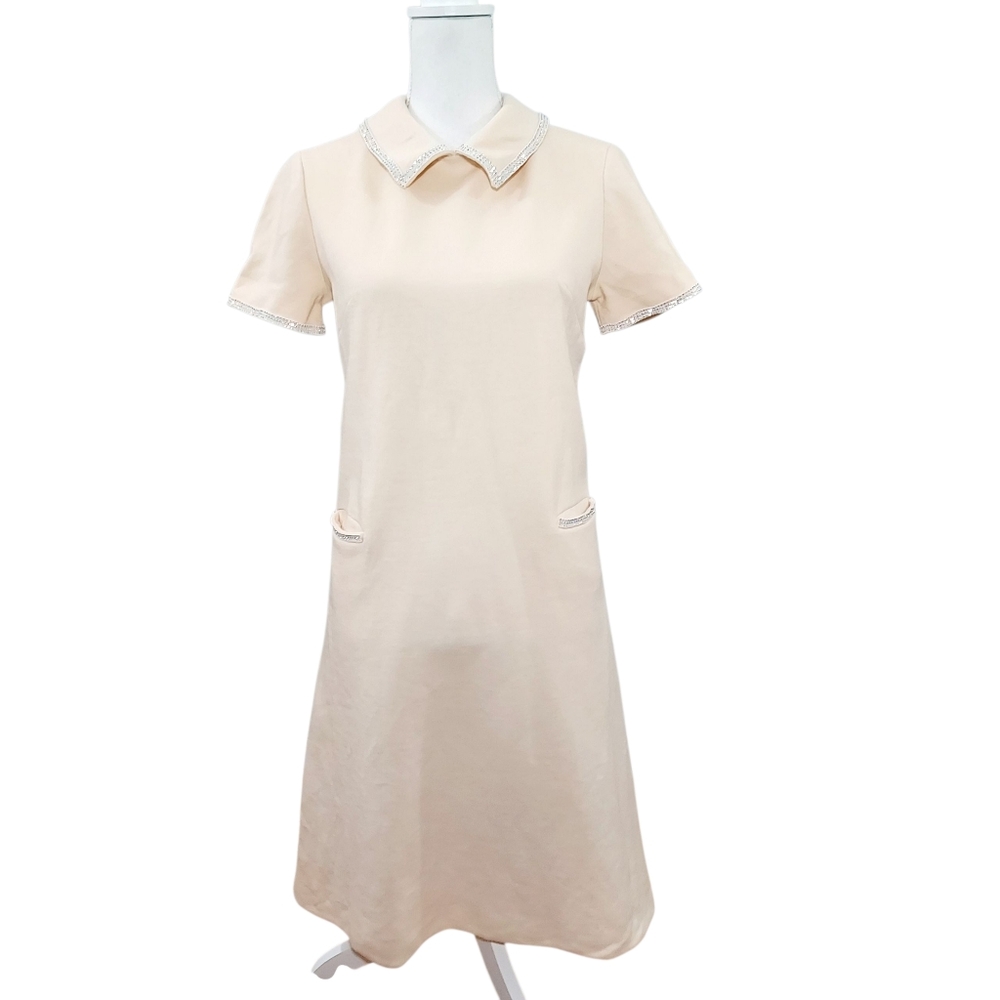 Vintage Butte Knit 100% Wool Rhinestone Embellished Shift Dress